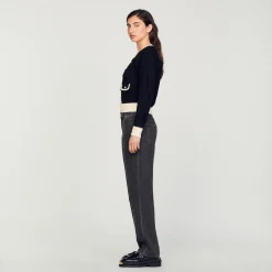 Cardigan Bicolore Con Bottoni