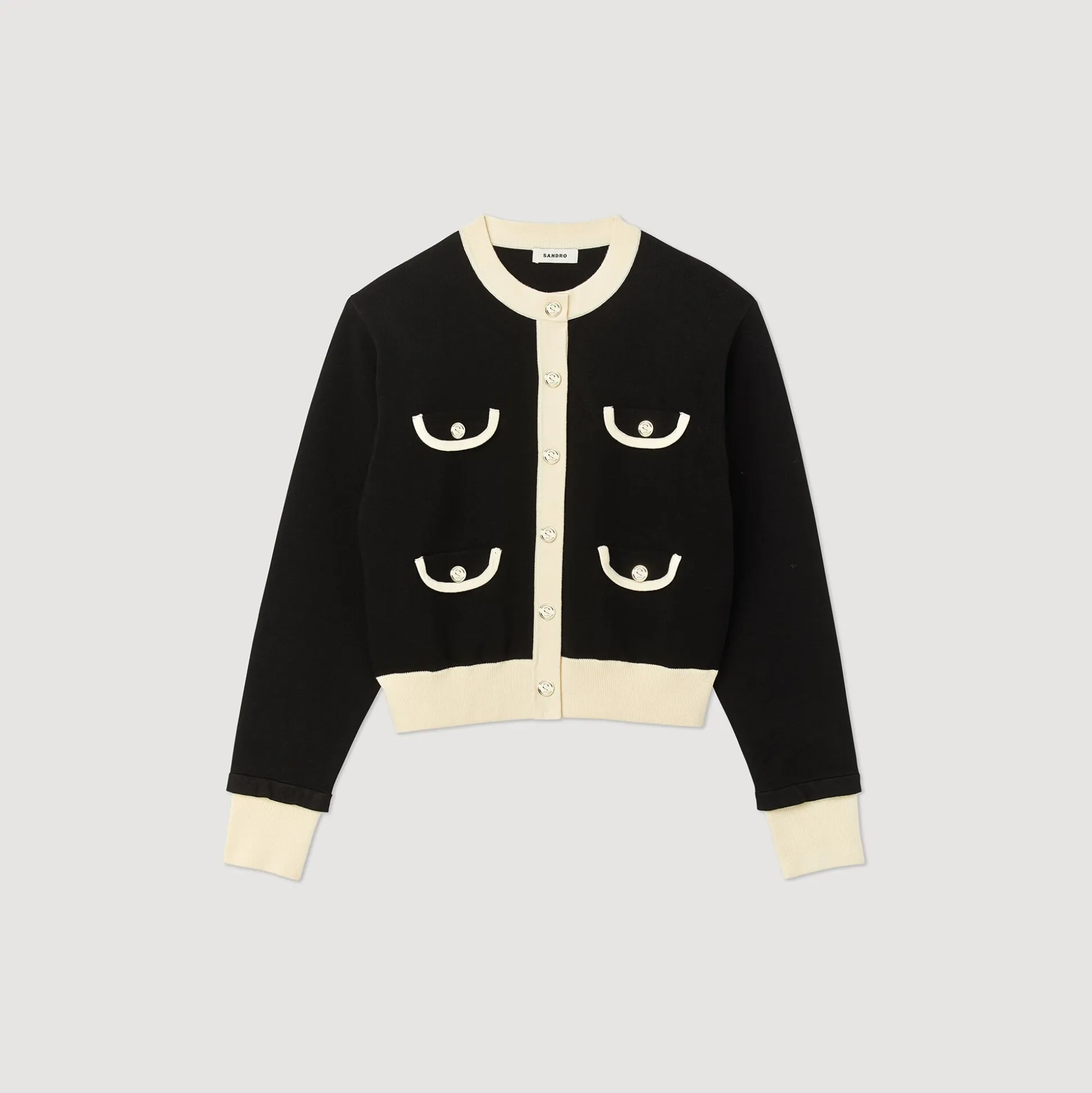 Cardigan Bicolore Con Bottoni