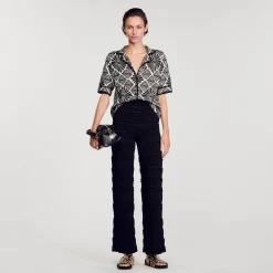 Cardigan Con Fiori In Jacquard
