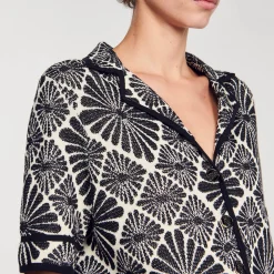 Cardigan Con Fiori In Jacquard