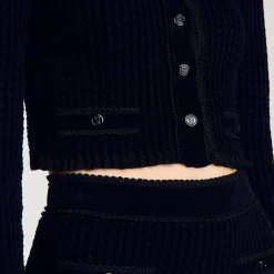 Cardigan Corto In Maglia Vellutata