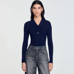 Cardigan In Maglia A Coste