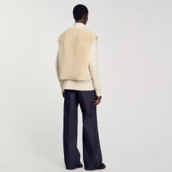 Cardigan Smanicato Montone Scamosciato