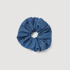 Elastico Arricciato In Denim Glitterato