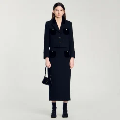 Giacca Corta In Tweed E Velluto