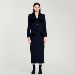 Giacca Corta In Tweed E Velluto