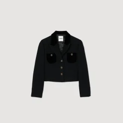 Giacca Corta In Tweed E Velluto