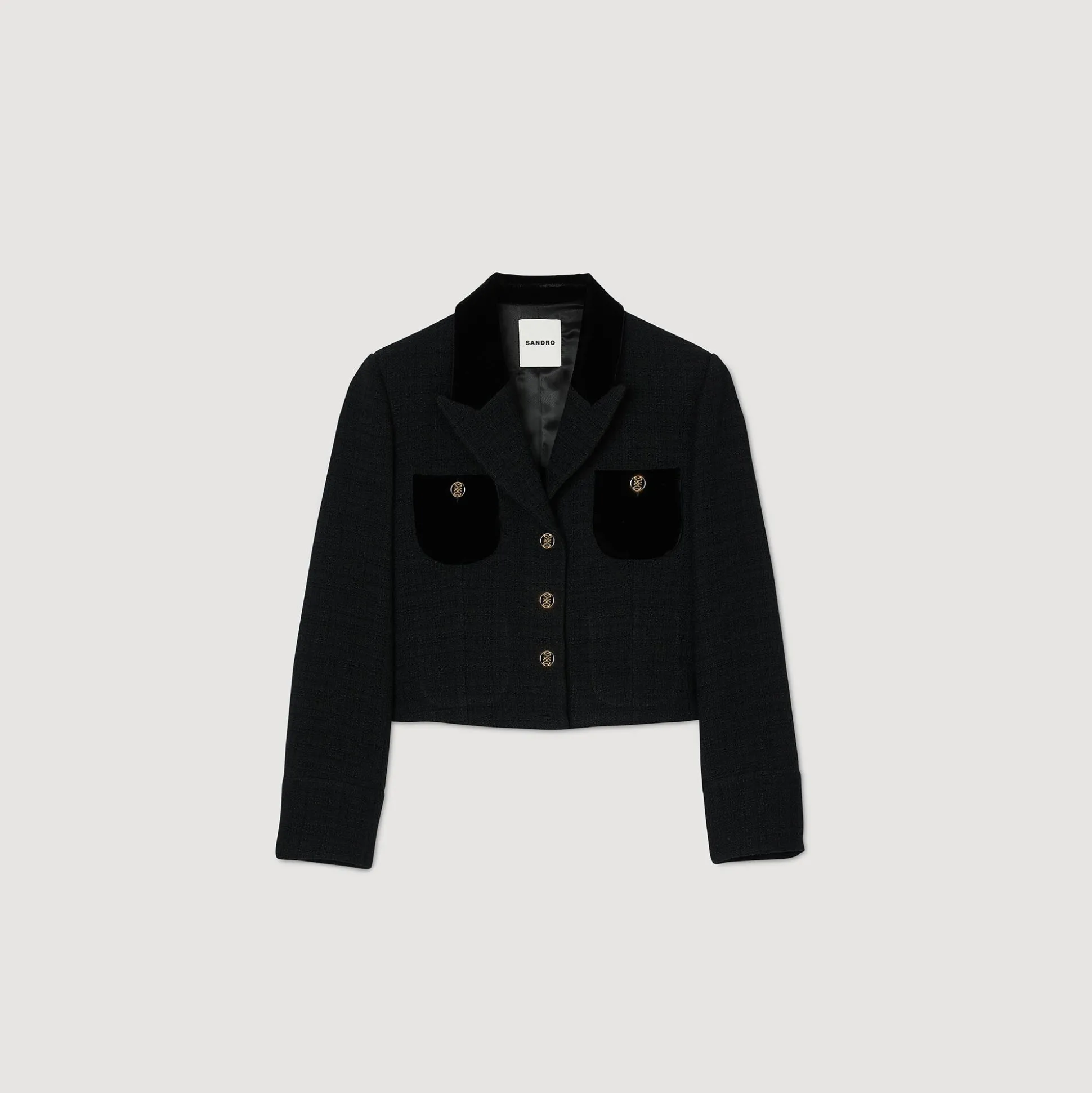 Giacca Corta In Tweed E Velluto
