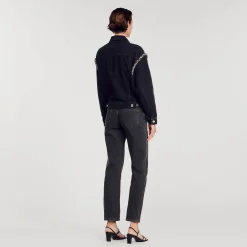 Giacca In Jeans Oversize Con Strass