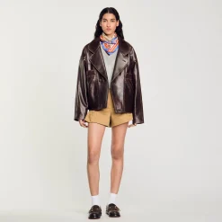 Giubbotto In Pelle Oversize