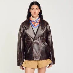 Giubbotto In Pelle Oversize