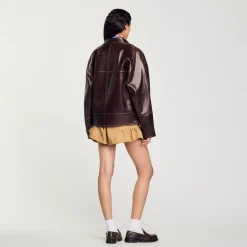 Giubbotto In Pelle Oversize