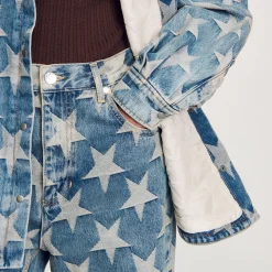 Giubbotto Overshirt In Jeans Con Stelle