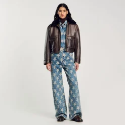 Giubbotto Overshirt In Jeans Con Stelle