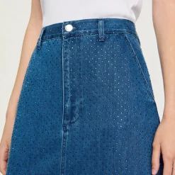 Gonna Lunga Glitterata Di Jeans