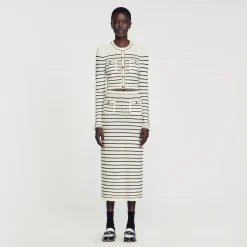 Gonna Midi In Maglia A Righe