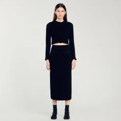 Gonna Midi In Maglia Vellutata