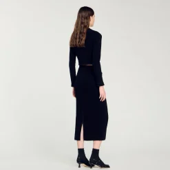 Gonna Midi In Maglia Vellutata