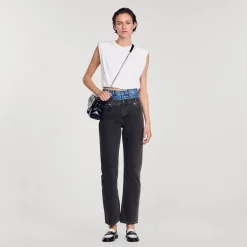 Jeans A Doppia Cintura Bicolore