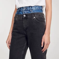 Jeans A Doppia Cintura Bicolore