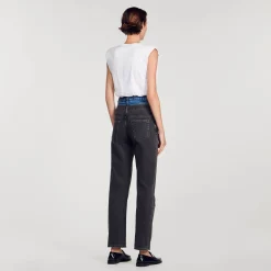 Jeans A Doppia Cintura Bicolore