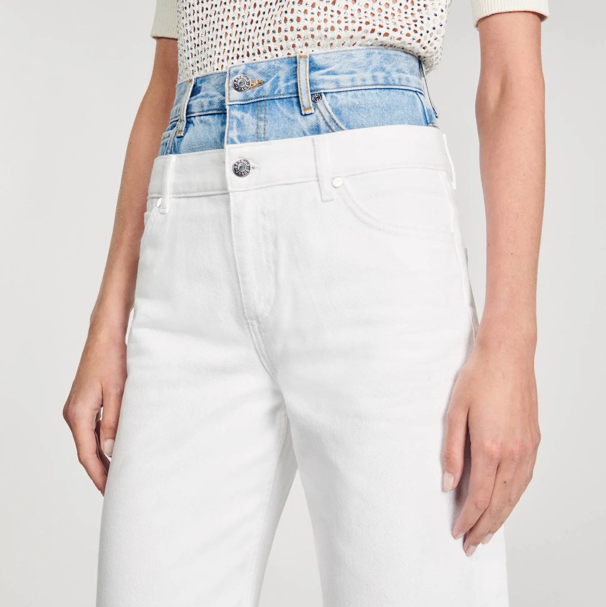 Jeans Bicolore Doppia Cintura