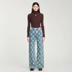 Jeans Con Stelle In Jacquard