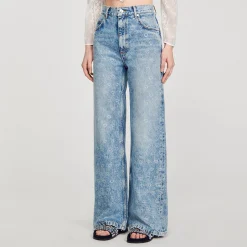 Jeans Larghi Con Cuoricini Glitterati