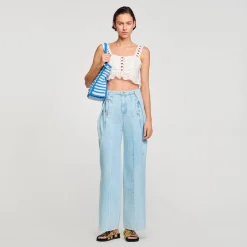 Jeans Larghi Con Sfondo Piega