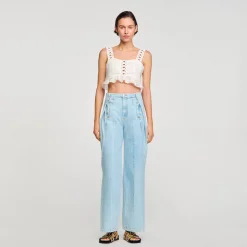 Jeans Larghi Con Sfondo Piega