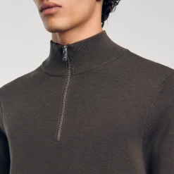 Maglia In Lana Con Collo Con Zip