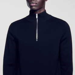 Maglia In Lana Con Collo Con Zip