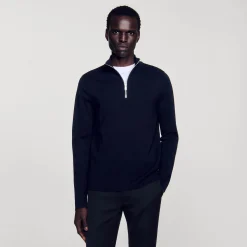 Maglia In Lana Con Collo Con Zip