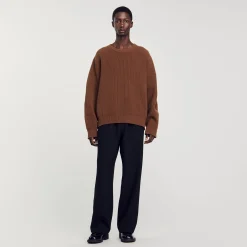 Maglione A Coste In Maglia