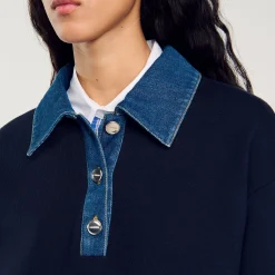 Maglione Con Colletto In Jeans