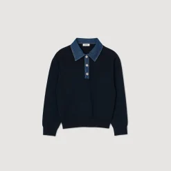 Maglione Con Colletto In Jeans
