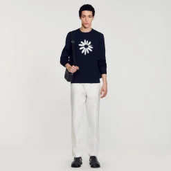 Maglione Con Fiore In Jacquard