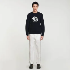 Maglione Con Fiore In Jacquard