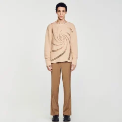 Maglione In Cotone Con Crochet A Spirale