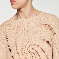 Maglione In Cotone Con Crochet A Spirale