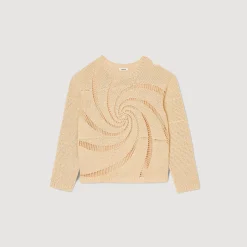 Maglione In Cotone Con Crochet A Spirale