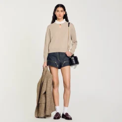 Maglione In Lana E Cashmere Con Volant