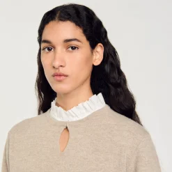Maglione In Lana E Cashmere Con Volant