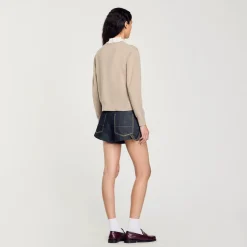 Maglione In Lana E Cashmere Con Volant