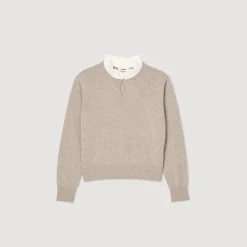 Maglione In Lana E Cashmere Con Volant