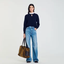 Maglione In Lana E Cashmere Con Volant