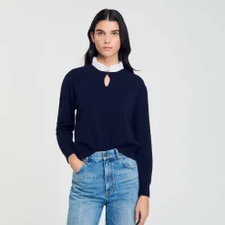 Maglione In Lana E Cashmere Con Volant