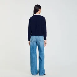 Maglione In Lana E Cashmere Con Volant