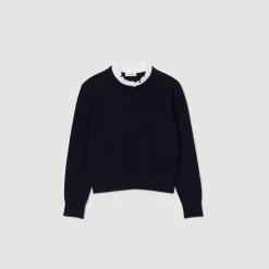 Maglione In Lana E Cashmere Con Volant