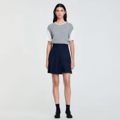 Maglione In Maglia Bimateriale